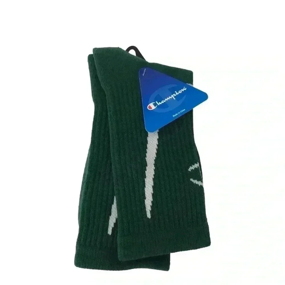 CHAMPION SOCKS WOMENS S/M FITS 6-10 ATHLETIC ALL-SPORT CREW DARK GREEN - Picture 4 of 7